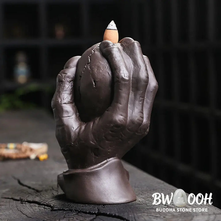 BWOOOH ceramic incense burner - Halloween Skull With Ghost Hand Pur