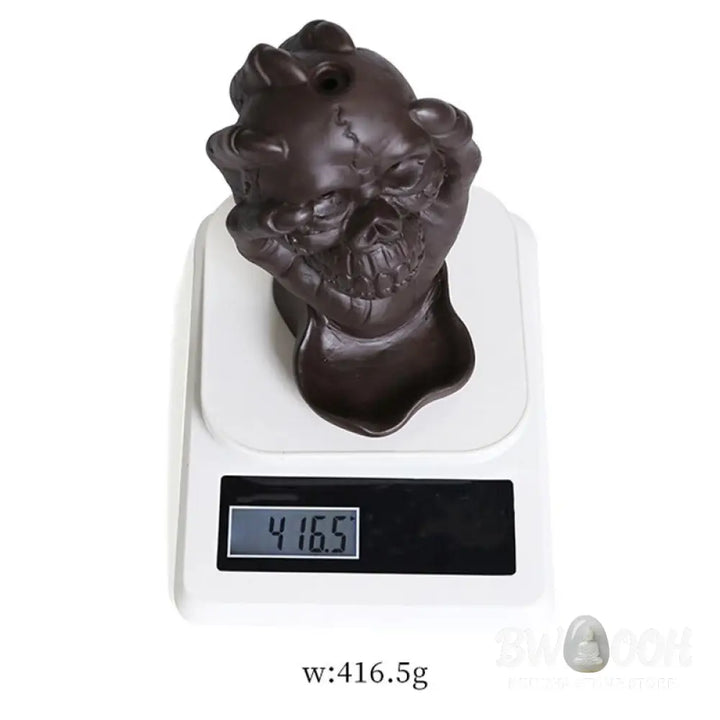 BWOOOH ceramic incense burner - Halloween Skull With Ghost Hand Pur