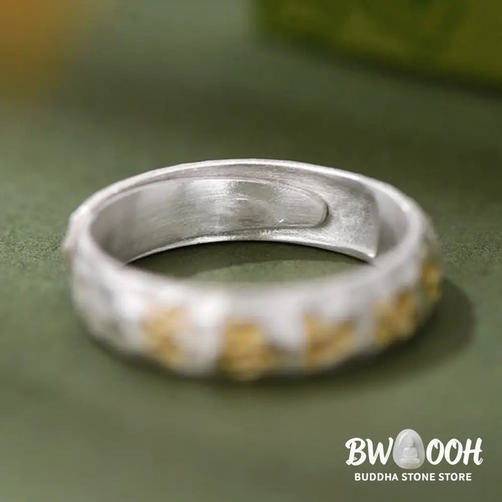 Buddha Stones Hammer Pattern Om Mani Padme Hum Copper Plated Silver Wealth Ring - Copper - Ring