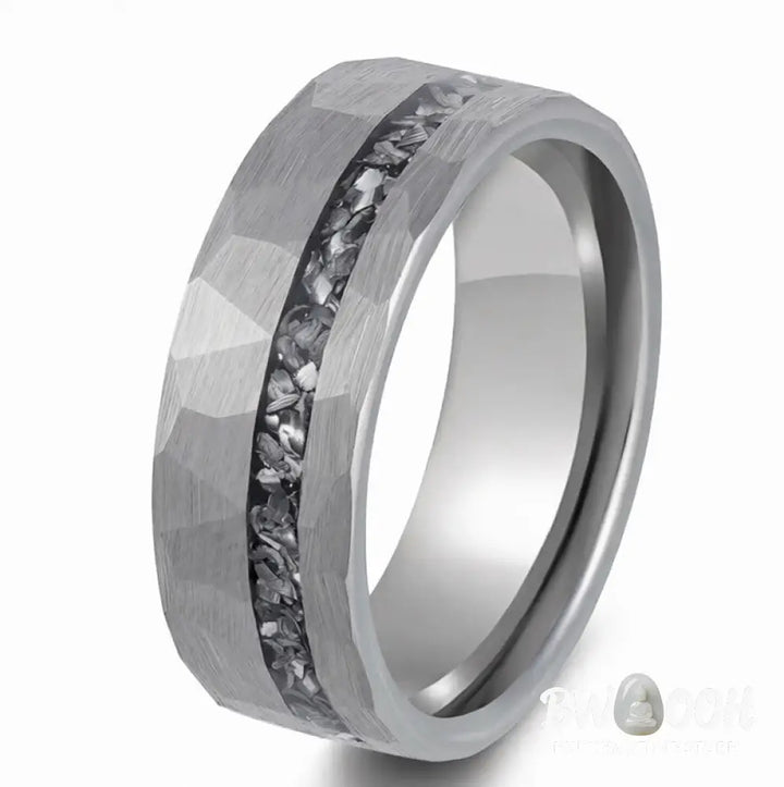 Buddha Stones Hammered Texture Tungsten Steel Strength Ring - Ring