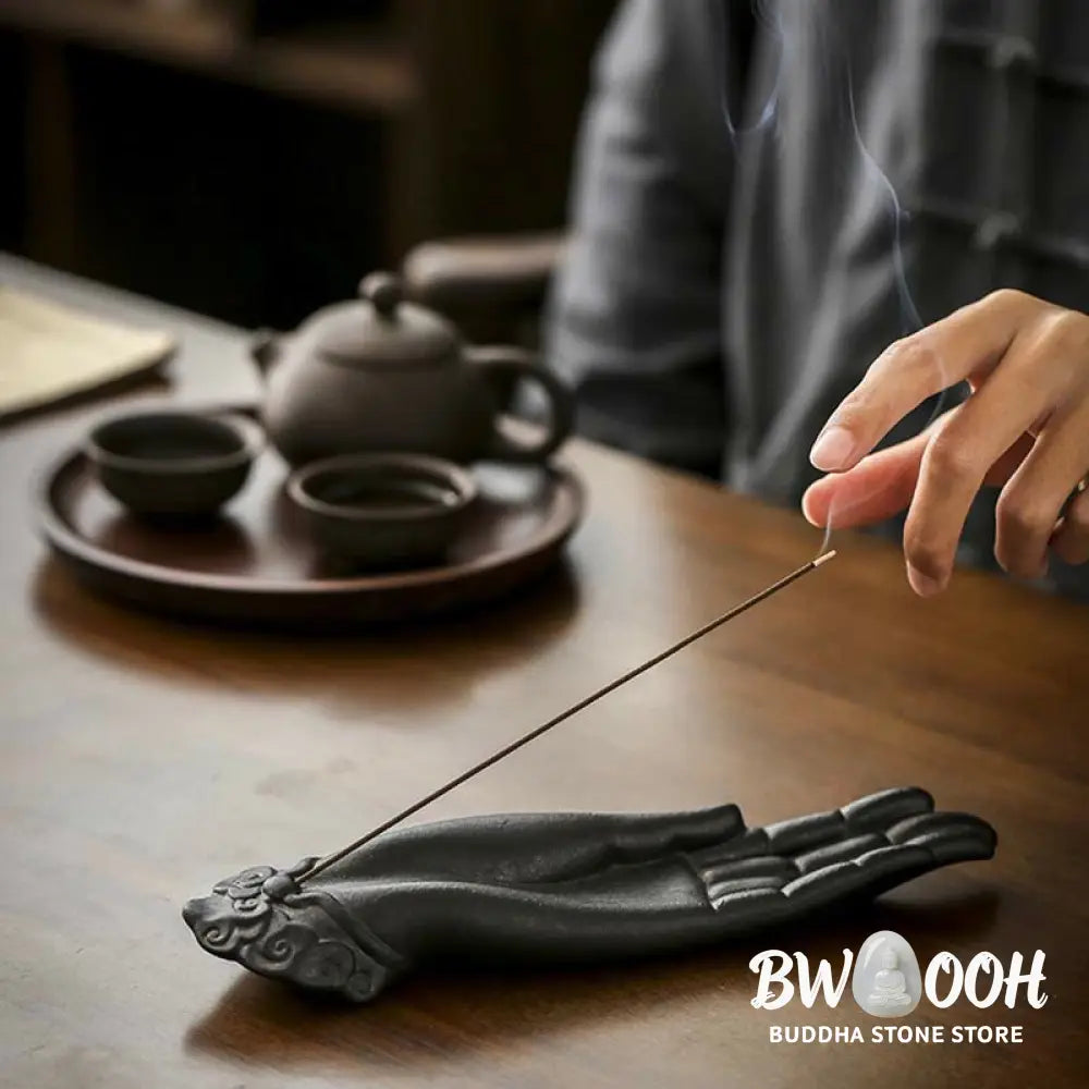 BWOOOH Buddha Hand Ceramic Auspicious Clouds Blessing Incense Burner - Buddha Hand - Incense Burner