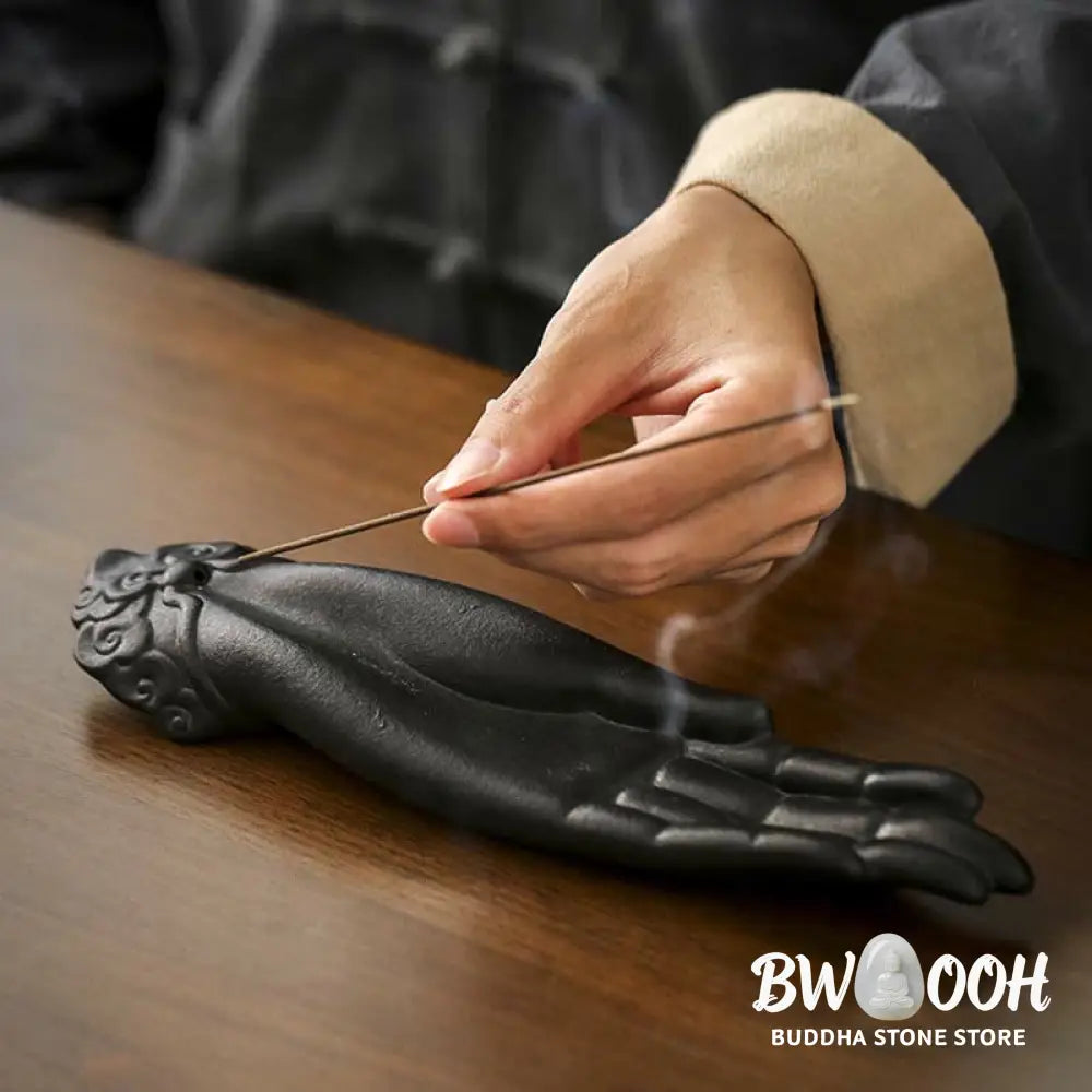 BWOOOH Buddha Hand Ceramic Auspicious Clouds Blessing Incense Burner - Buddha Hand - Incense Burner