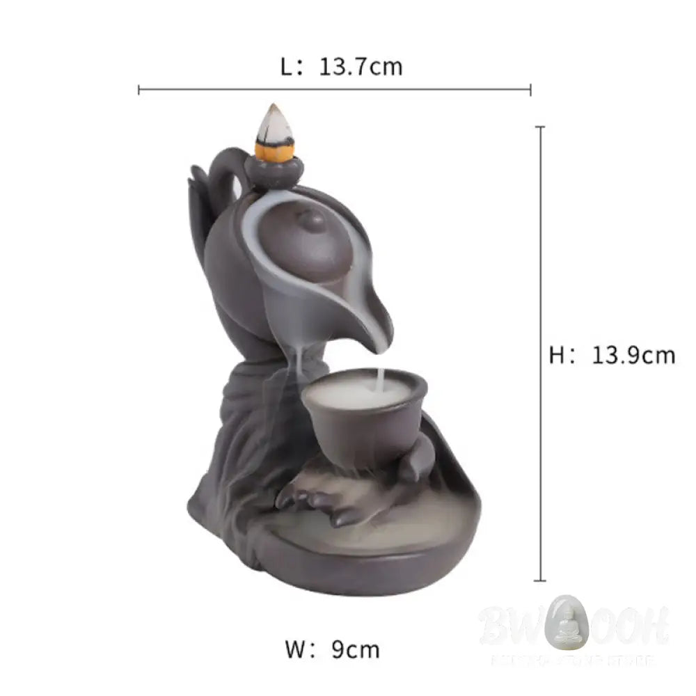 BWOOOH ceramic backflow incense burner - Buddha Hand Holding Teapot Cup Cera