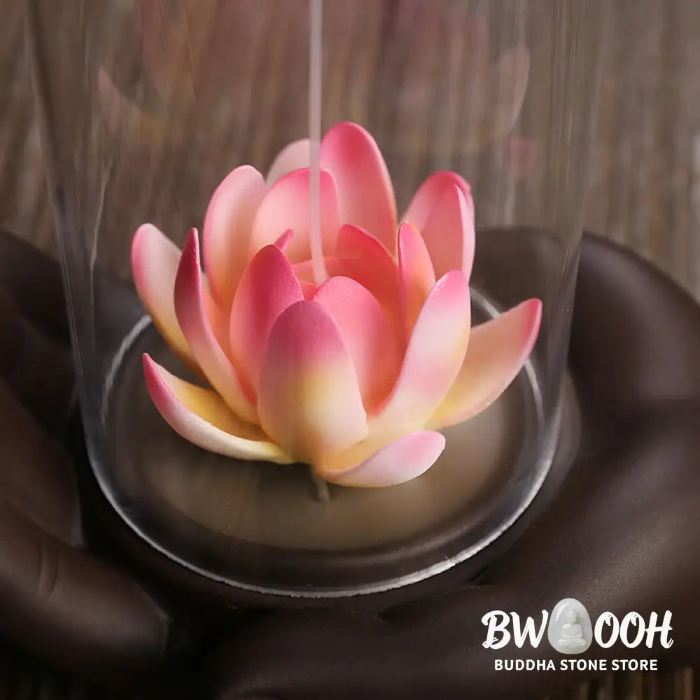 BWOOOH Buddha Hand Lotus Enlightenment LED Light Purple Clay Ceramic Incense Burner Decoration - Buddha Hand