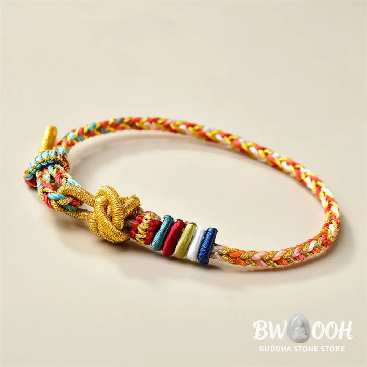 Buddha Stones Handcrafted Colorful Gold Healing Braid Rope Bracelet - BWOOOH - Colorful Gold(Wrist Circumference