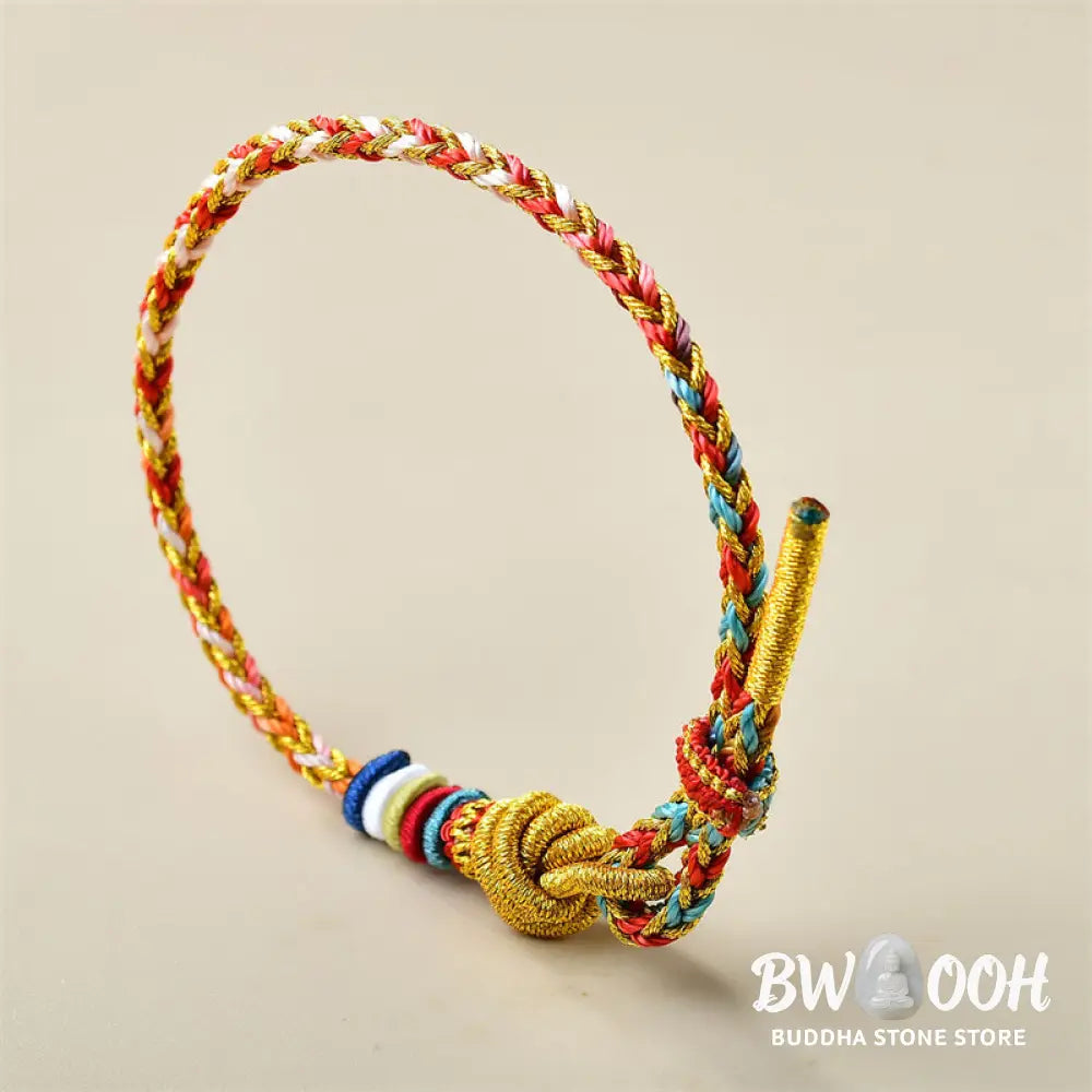 Buddha Stones Handcrafted Colorful Gold Healing Braid Rope Bracelet - BWOOOH - Colorful Gold(Wrist Circumference