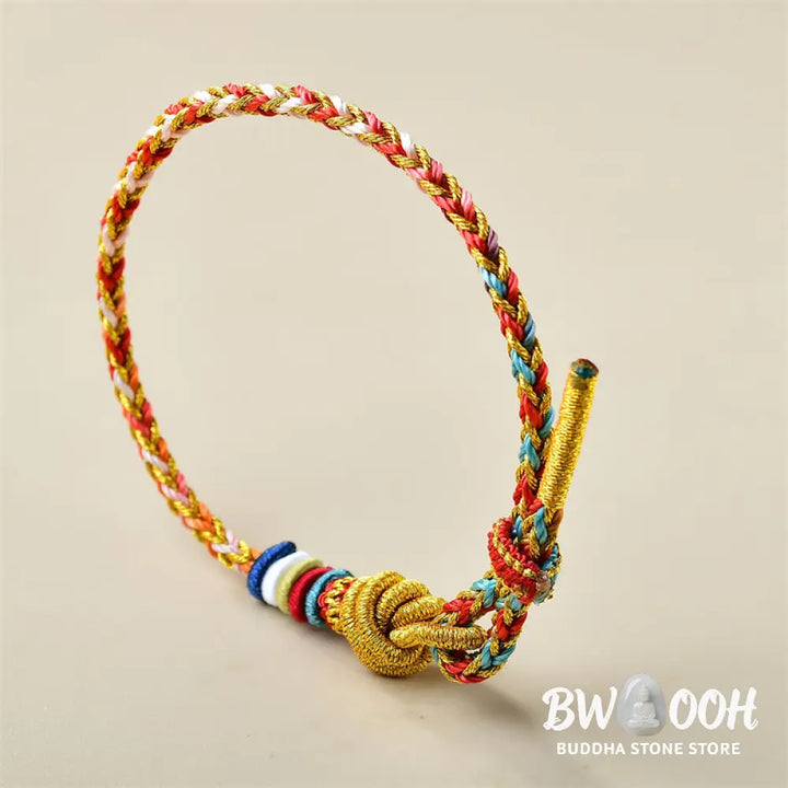 Buddha Stones Handcrafted Colorful Gold Healing Braid Rope Bracelet - BWOOOH - Colorful Gold(Wrist Circumference