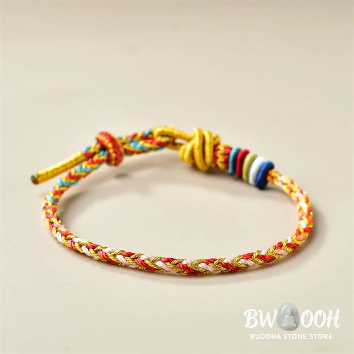 Buddha Stones Handcrafted Colorful Gold Healing Braid Rope Bracelet - BWOOOH - Colorful Gold(Wrist Circumference