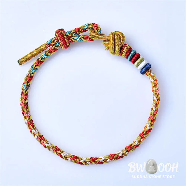 Buddha Stones Handcrafted Colorful Gold Healing Braid Rope Bracelet - BWOOOH - Colorful Gold(Wrist Circumference