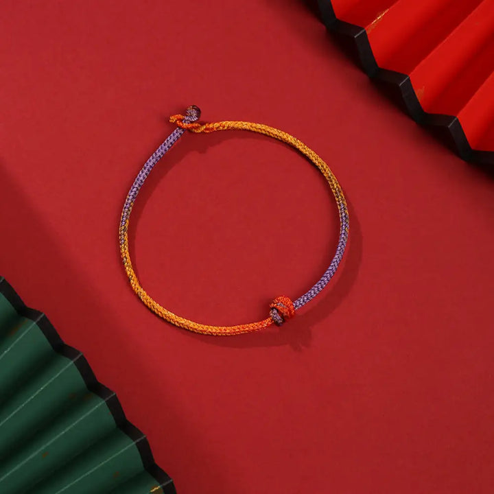 Buddha Stones Handcrafted Colorful Purple Gold Red Braid Rope Bracelet - BWOOOH - 15cm - Bracelet