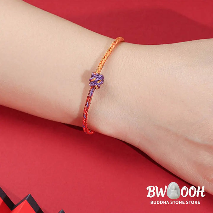 Buddha Stones Handcrafted Colorful Purple Gold Red Braid Rope Bracelet - BWOOOH - Bracelet