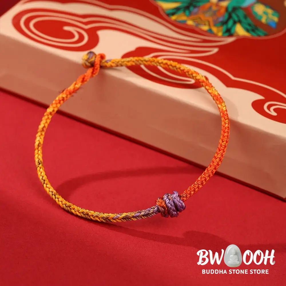 Buddha Stones Handcrafted Colorful Purple Gold Red Braid Rope Bracelet - BWOOOH - Bracelet