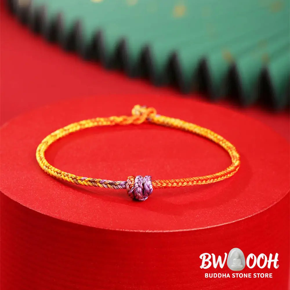 Buddha Stones Handcrafted Colorful Purple Gold Red Braid Rope Bracelet - BWOOOH - Bracelet