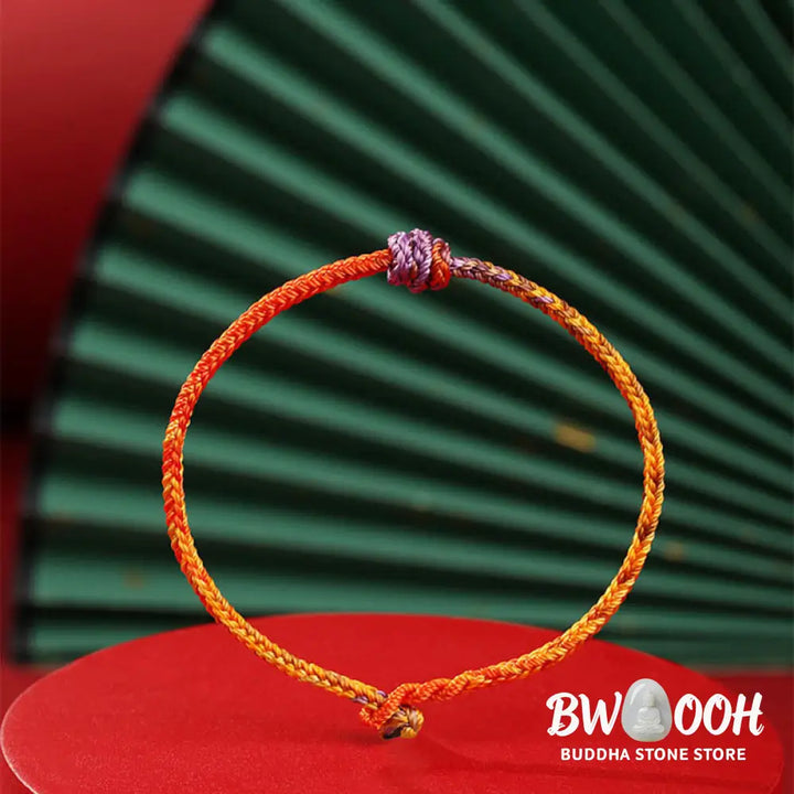 Buddha Stones Handcrafted Colorful Purple Gold Red Braid Rope Bracelet - BWOOOH - Bracelet