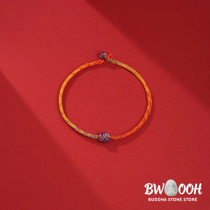 Buddha Stones Handcrafted Colorful Purple Gold Red Braid Rope Bracelet - BWOOOH - Bracelet