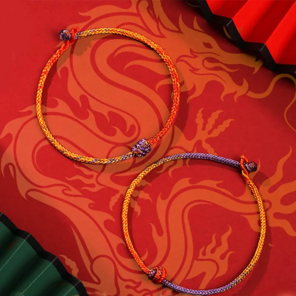 BWOOOH Handcrafted Colorful Purple Gold Red Braid Rope Bracelet - BWOOOH - Bracelet