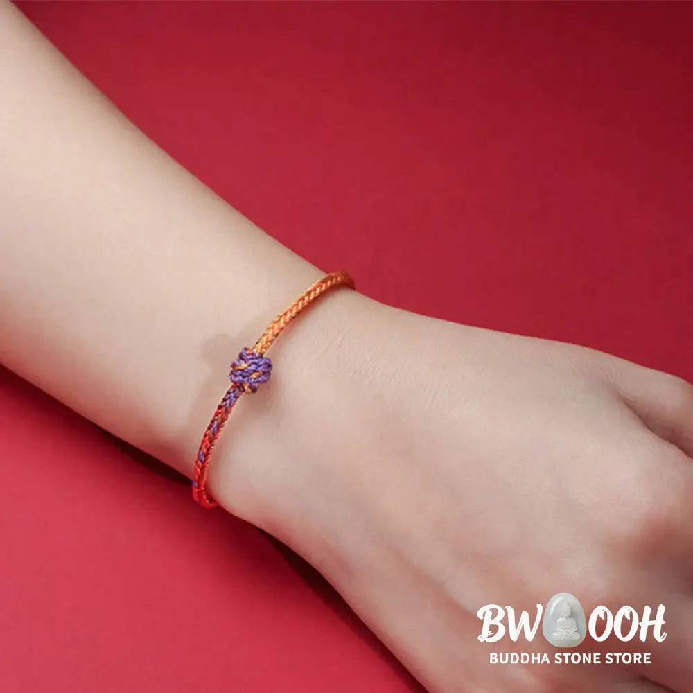 Buddha Stones Handcrafted Colorful Purple Gold Red Braid Rope Bracelet - BWOOOH - Bracelet