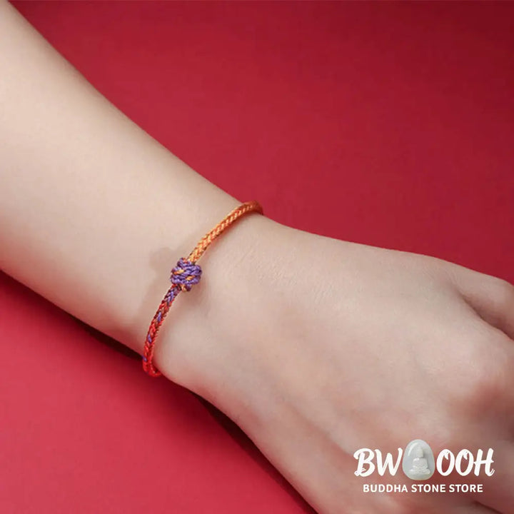 Buddha Stones Handcrafted Colorful Purple Gold Red Braid Rope Bracelet - BWOOOH - Bracelet