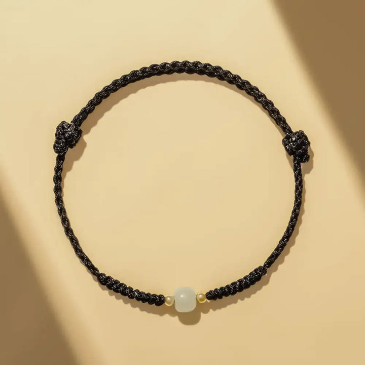 Buddha Stones Handcrafted Jade Lucky Bead Abundance Braided Bracelet - BWOOOH - Black (Wrist Circumference 14-17cm)