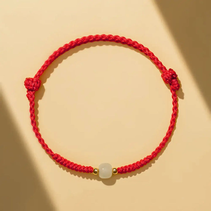Buddha Stones Handcrafted Jade Lucky Bead Abundance Braided Bracelet - BWOOOH - Red (Wrist Circumference 14-17cm)