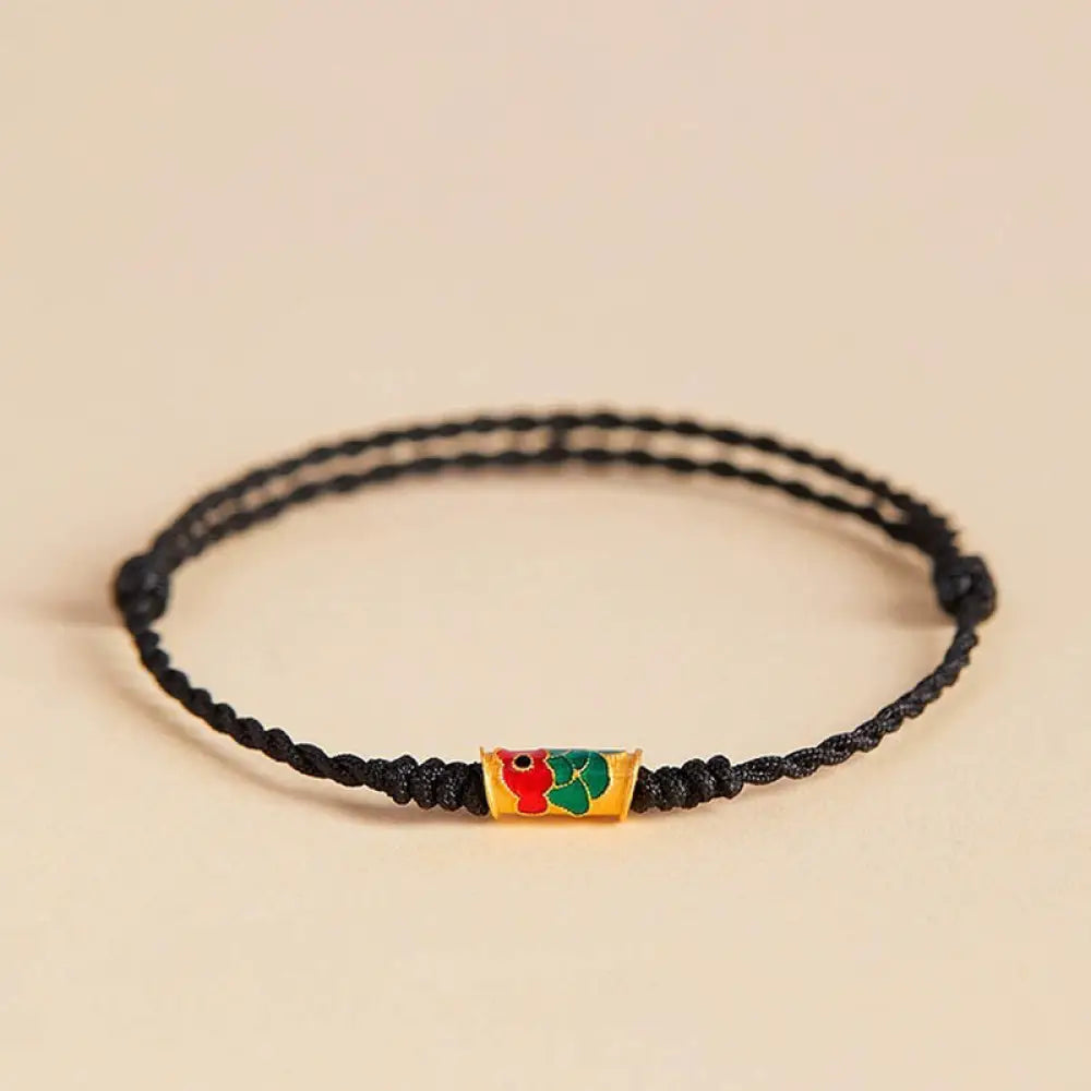 Buddha Stones Handcrafted Koi Fish Wealth Prosperity Braided Rope Bracelet - BWOOOH - Black(Wrist Circumference