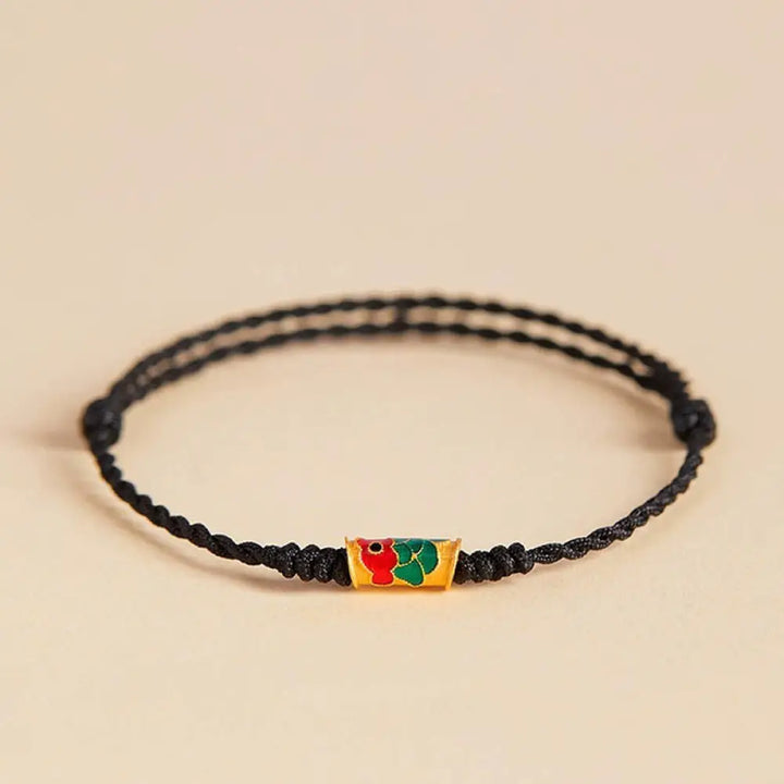Buddha Stones Handcrafted Koi Fish Wealth Prosperity Braided Rope Bracelet - BWOOOH - Black(Wrist Circumference