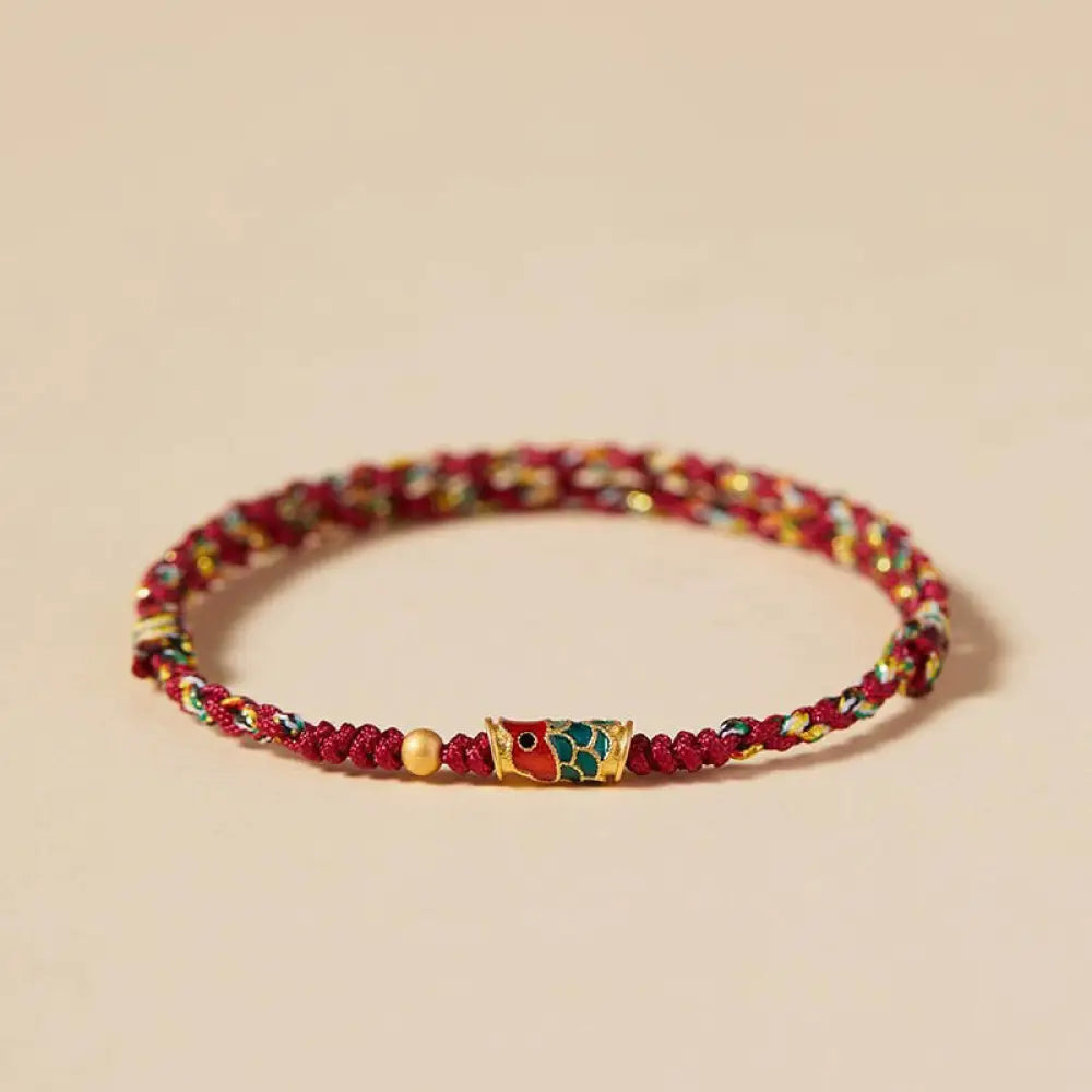 BWOOOH Handcrafted Koi Fish Wealth Prosperity Braided Rope Bracelet - BWOOOH - Red Colorful(Wrist Circumference