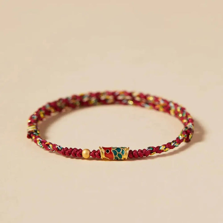 BWOOOH Handcrafted Koi Fish Wealth Prosperity Braided Rope Bracelet - BWOOOH - Red Colorful(Wrist Circumference