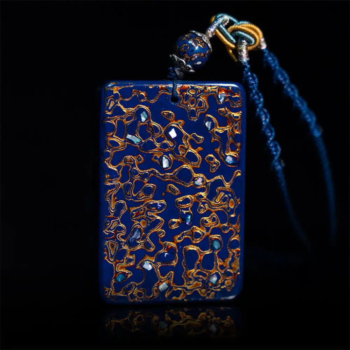 Buddha Stones Handcrafted Lacquer Craft Sandalwood Protection Pendant Necklace - BWOOOH - DarkBlue(Pendant