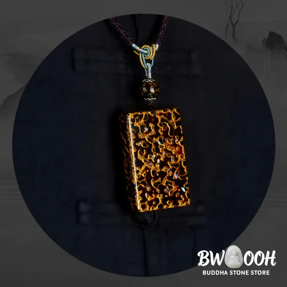 Buddha Stones Handcrafted Lacquer Craft Sandalwood Protection Pendant Necklace - BWOOOH - Necklaces &amp; Pendants