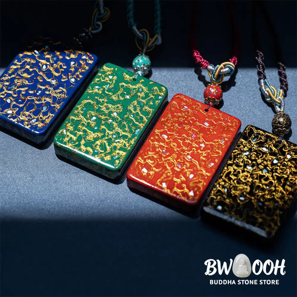 Buddha Stones Handcrafted Lacquer Craft Sandalwood Protection Pendant Necklace - BWOOOH - Necklaces &amp; Pendants