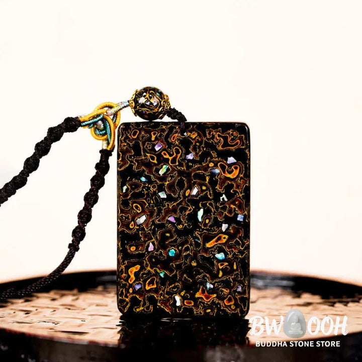 Buddha Stones Handcrafted Lacquer Craft Sandalwood Protection Pendant Necklace - BWOOOH - Necklaces &amp; Pendants