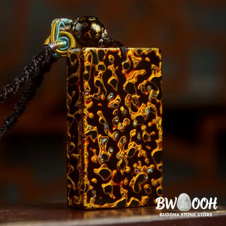Buddha Stones Handcrafted Lacquer Craft Sandalwood Protection Pendant Necklace - BWOOOH - Necklaces &amp; Pendants