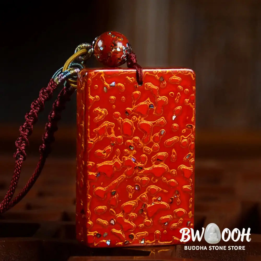 Buddha Stones Handcrafted Lacquer Craft Sandalwood Protection Pendant Necklace - BWOOOH - Necklaces &amp; Pendants