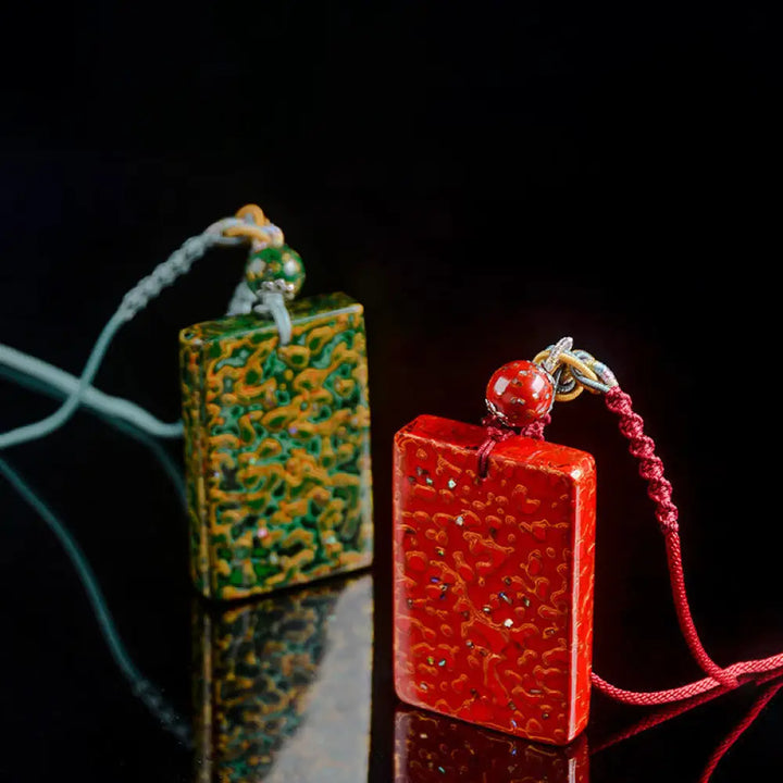 Buddha Stones Handcrafted Lacquer Craft Sandalwood Protection Pendant Necklace - BWOOOH - Necklaces &amp; Pendants