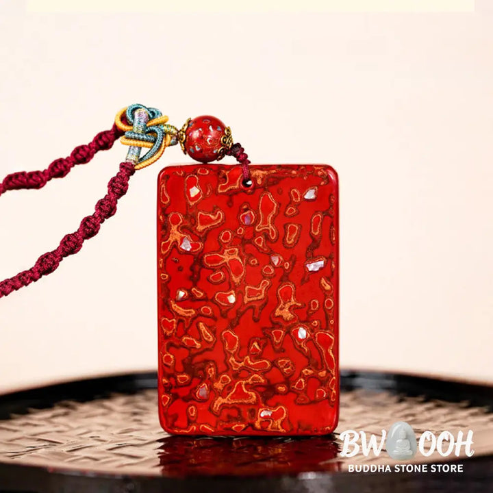 Buddha Stones Handcrafted Lacquer Craft Sandalwood Protection Pendant Necklace - BWOOOH - Necklaces &amp; Pendants