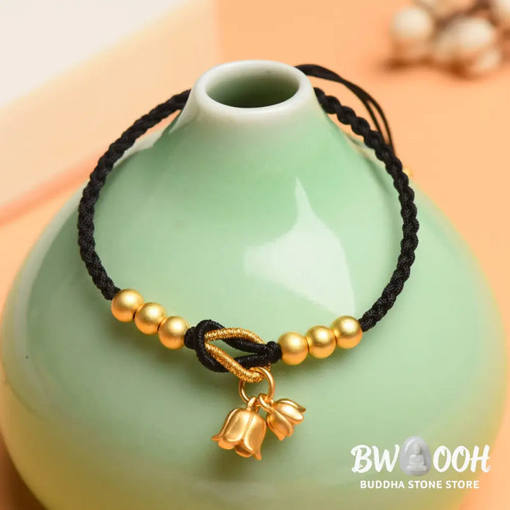 Buddha Stones Handcrafted Lily Of The Valley Flower Charm Design Luck Protection Braided Bracelet - BWOOOH - Bracelet