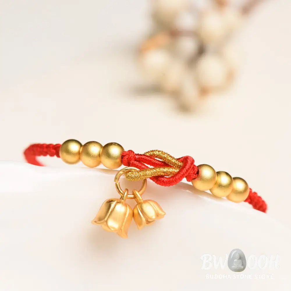 Buddha Stones Handcrafted Lily Of The Valley Flower Charm Design Luck Protection Braided Bracelet - BWOOOH - Bracelet