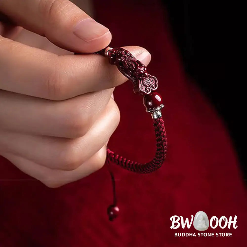 Buddha Stones Handcrafted PiXiu Cinnabar Wealth Luck Braided Bracelet - BWOOOH - Bracelet