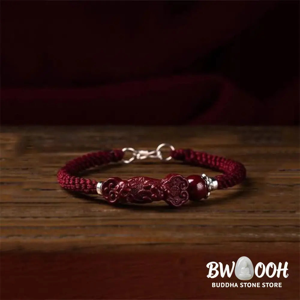 Buddha Stones Handcrafted PiXiu Cinnabar Wealth Luck Braided Bracelet - BWOOOH - Bracelet
