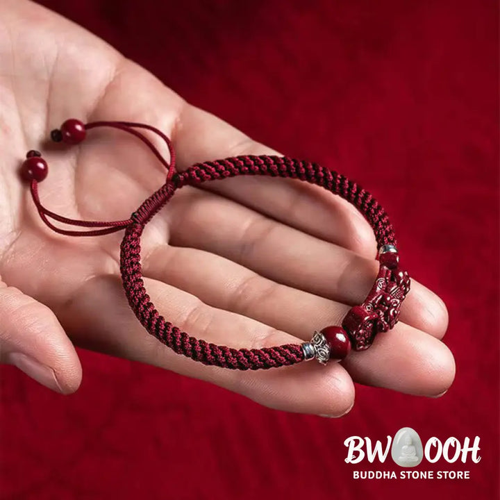 Buddha Stones Handcrafted PiXiu Cinnabar Wealth Luck Braided Bracelet - BWOOOH - Bracelet