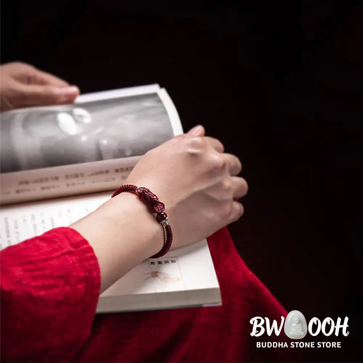 Buddha Stones Handcrafted PiXiu Cinnabar Wealth Luck Braided Bracelet - BWOOOH - Bracelet