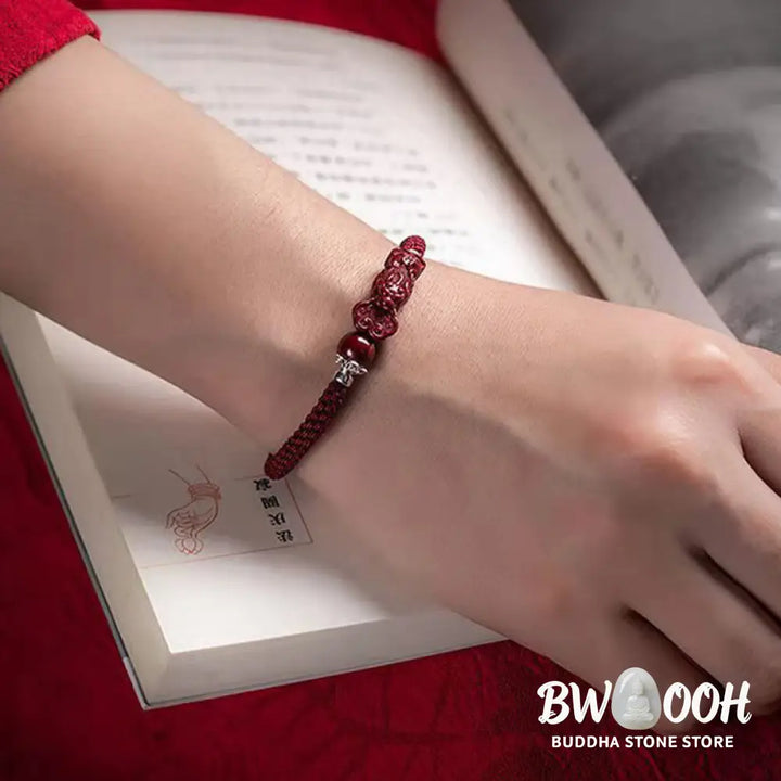 Buddha Stones Handcrafted PiXiu Cinnabar Wealth Luck Braided Bracelet - BWOOOH - Bracelet