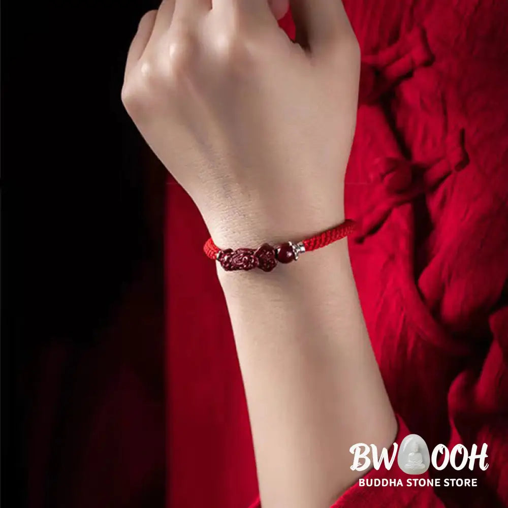 Buddha Stones Handcrafted PiXiu Cinnabar Wealth Luck Braided Bracelet - BWOOOH - Bracelet