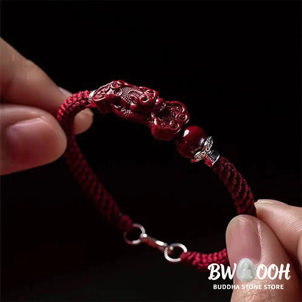 Buddha Stones Handcrafted PiXiu Cinnabar Wealth Luck Braided Bracelet - BWOOOH - Bracelet