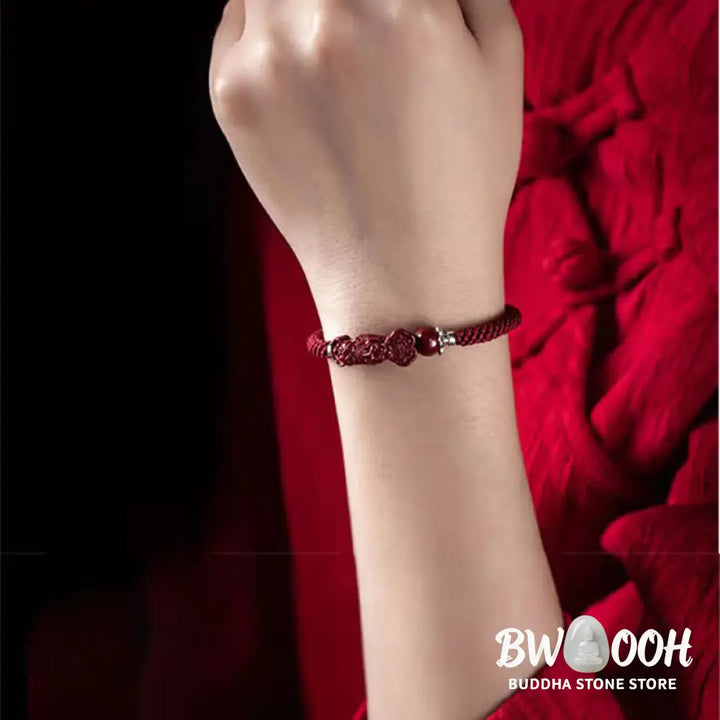 Buddha Stones Handcrafted PiXiu Cinnabar Wealth Luck Braided Bracelet - BWOOOH - Bracelet