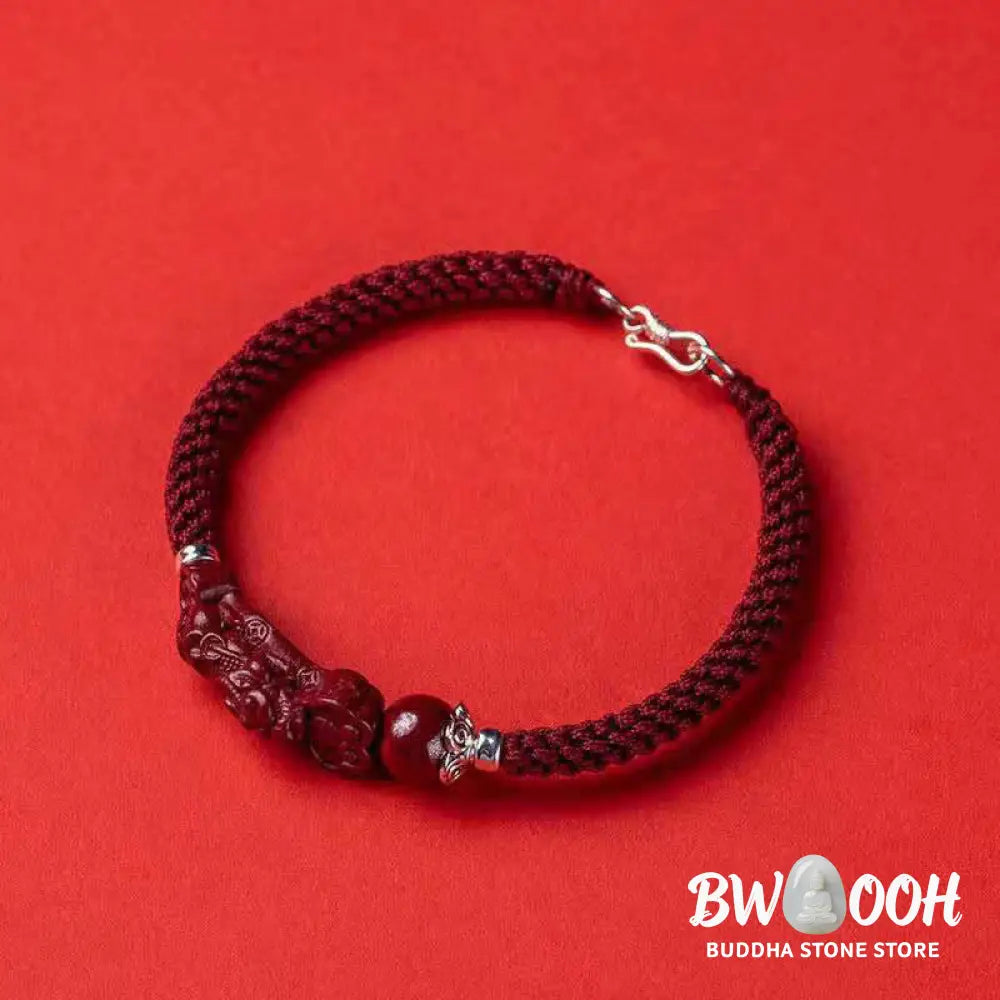 Buddha Stones Handcrafted PiXiu Cinnabar Wealth Luck Braided Bracelet - BWOOOH - Bracelet