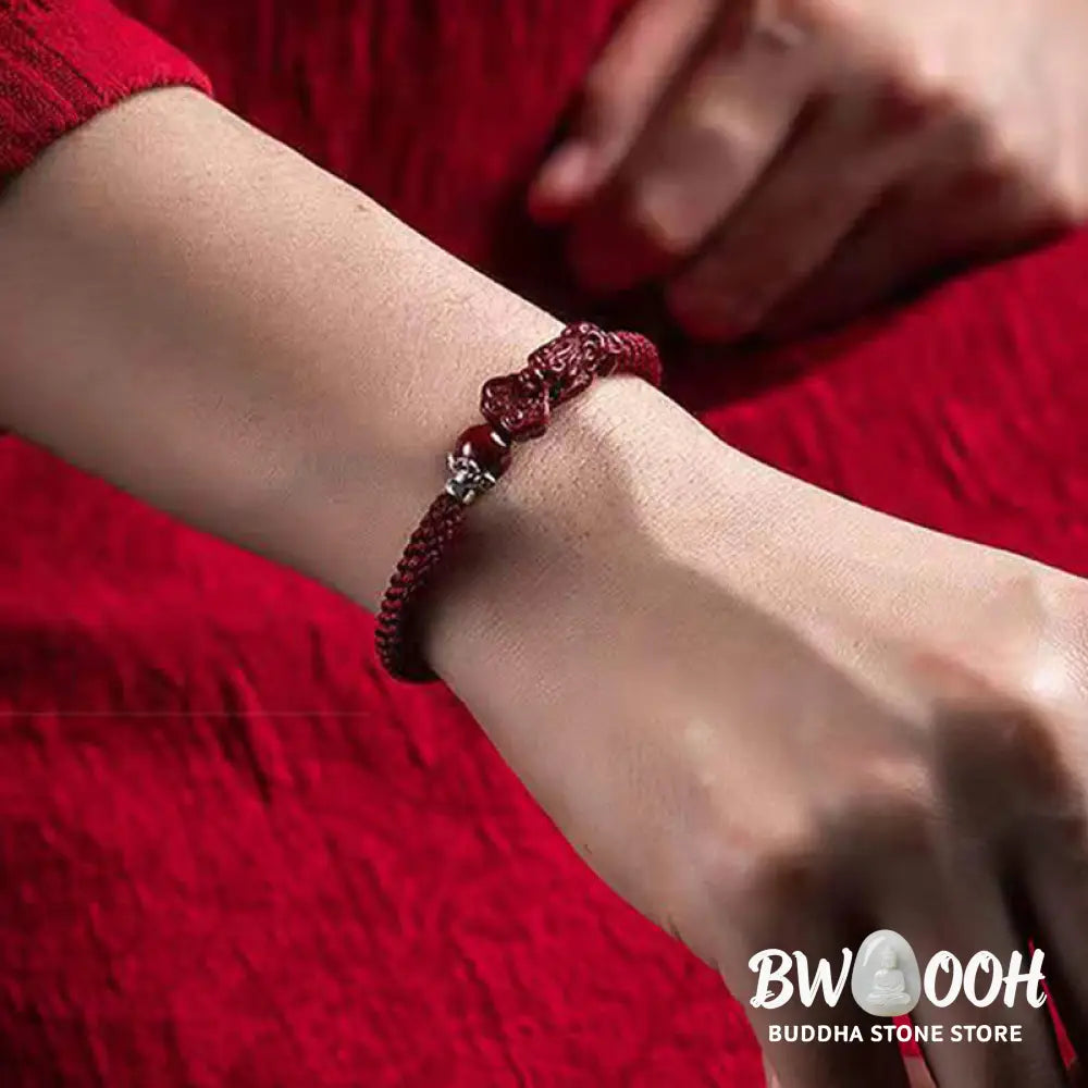 Buddha Stones Handcrafted PiXiu Cinnabar Wealth Luck Braided Bracelet - BWOOOH - Bracelet