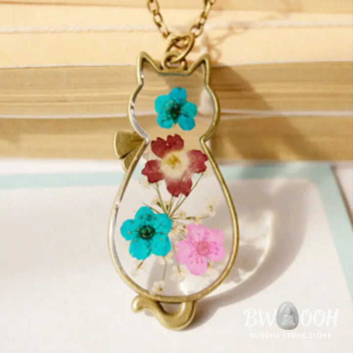 Buddha Stones Handcrafted Resin Dripping Cute Cat Copper Luck Healing Necklace Pendant - BWOOOH - Cat - Necklaces &amp;