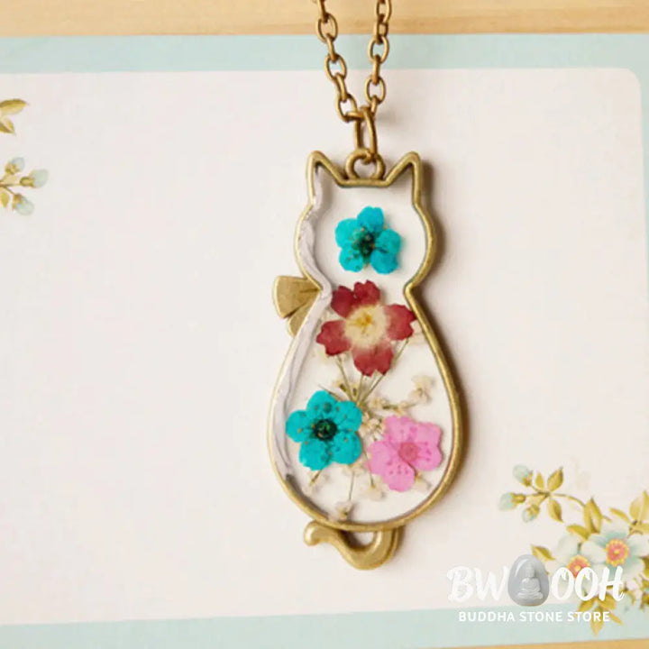 Buddha Stones Handcrafted Resin Dripping Cute Cat Copper Luck Healing Necklace Pendant - BWOOOH - Cat - Necklaces &amp;